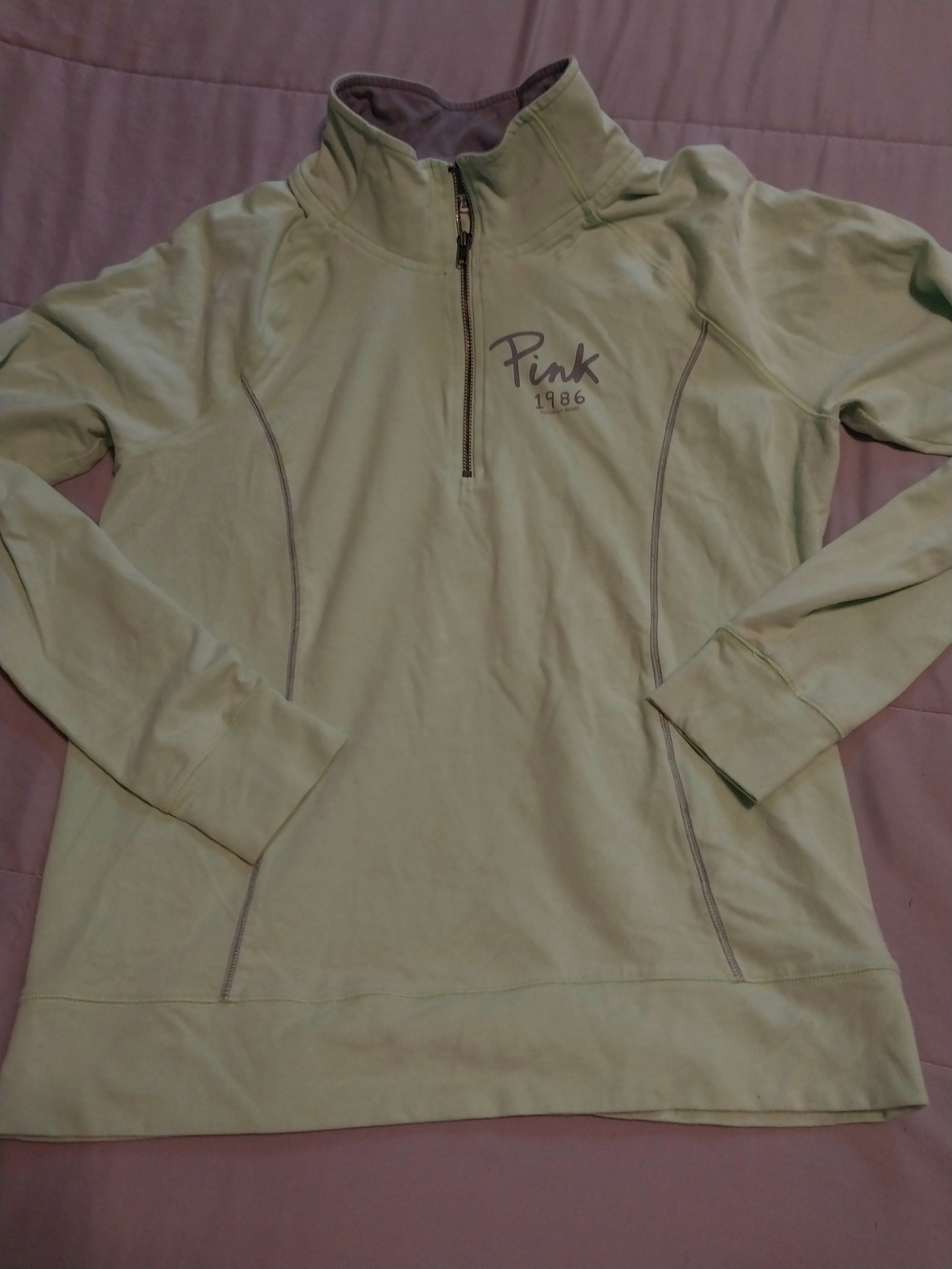 PINK Victoria's Secret Light Green Quarter-Zip Pullover